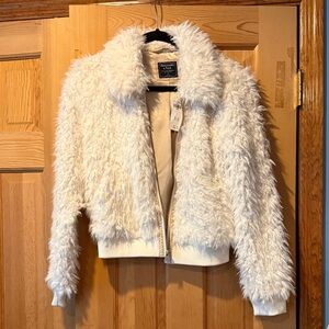 White Faux Fur Jacket - Abercrombie